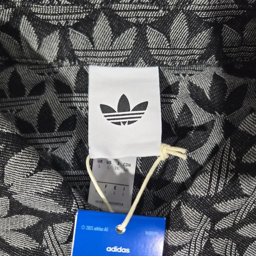 Adidas Originals Denim Monogram Button Long Sleeve Shirt Mens Large Oversize